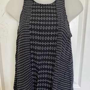 Black and white high low blouse